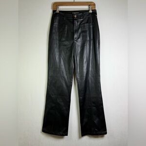 THE KRIPT Women’s Black Faux Leather Straight Leg Pants Y2K Moto Minimalist Sz M